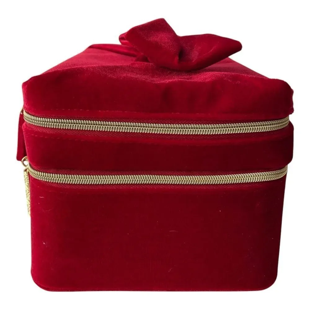 Estee Lauder Luxurious Red Velvet Makeup/Cosmetics Box Bag with Bow
